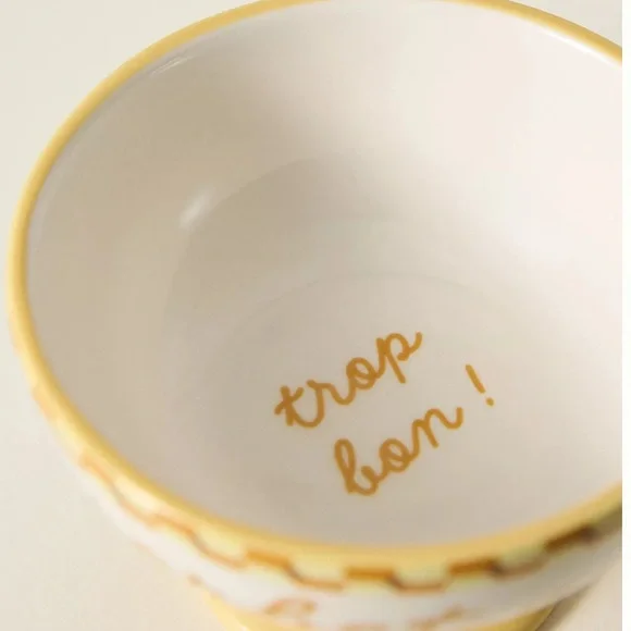 NWT Anthropologie Ice Cream Bowl Cafe Violette Handpainted Stoneware Yellow - Picture 3 of 8